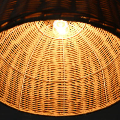 Rattan 1-Licht Single Bell Shade Pendelleuchte 