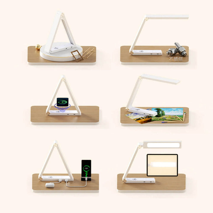 Lampe de table LED rechargeable USB avec protection des yeux et design triangulaire créatif 