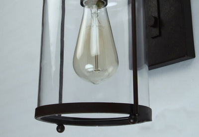 Industrial Iron Glass Jar 1-Light Wall Sconce Lamp