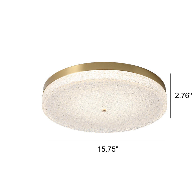 Modern Glass Brass Round LED Flush Mount Ceiling Light