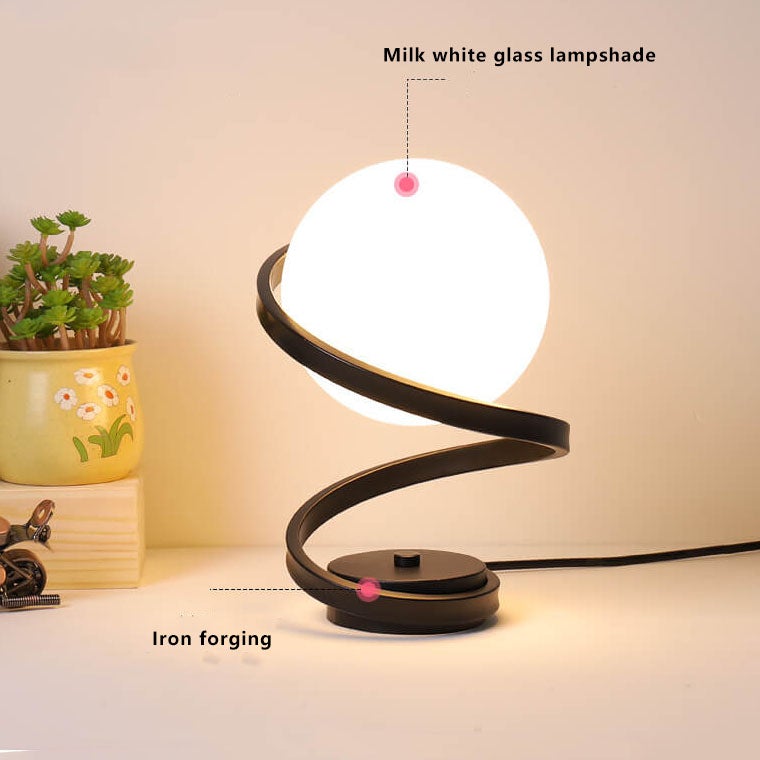 Modern Milky White Glass Spiral 1-Light LED Table Lamp