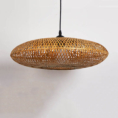 Modern Bamboo Weaving Flying Saucer 1-Light Pendant Light