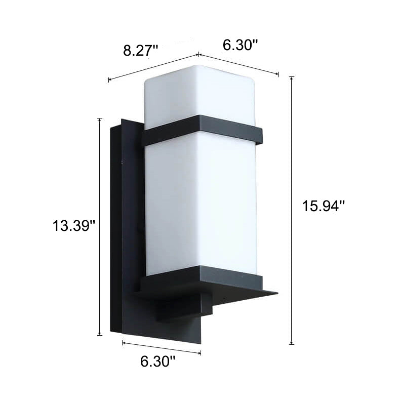 Modern Chinese Square Outdoor Waterproof 1-Light Wall Sconce Lamp