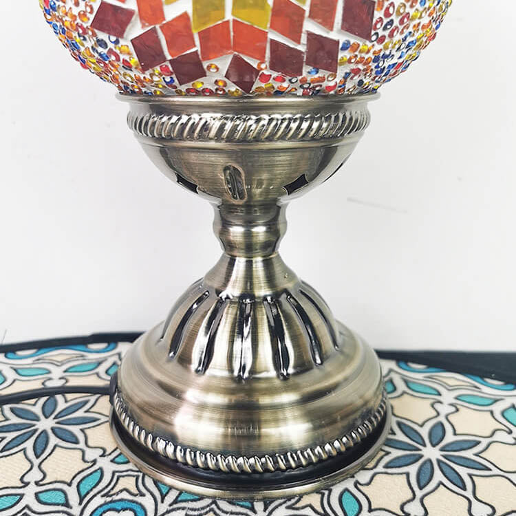Vintage Turkish Stained Glass Globe Shade 1-Light Table Lamp