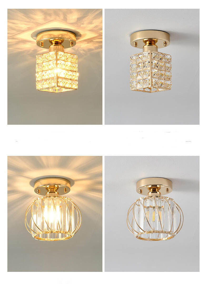 Modern Creative Crystal 1-Light Semi-Flush Mount Ceiling Light