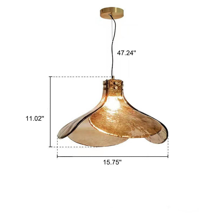 Lámpara colgante de 1 luz con vidrio ámbar vintage floral de latón 