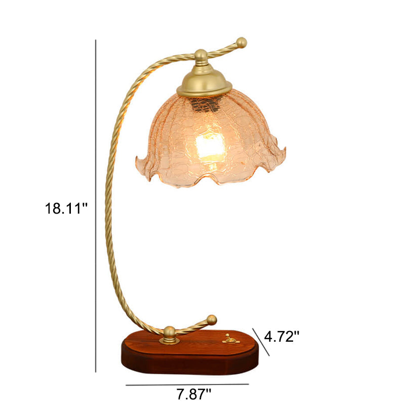 Lampe de table décorative à 1 lumière avec abat-jour en verre français rétro 