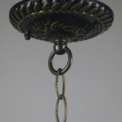 Lámpara colgante de 1 luz con pantalla de vidrio Tiffany Retro Dome Dragonfly 