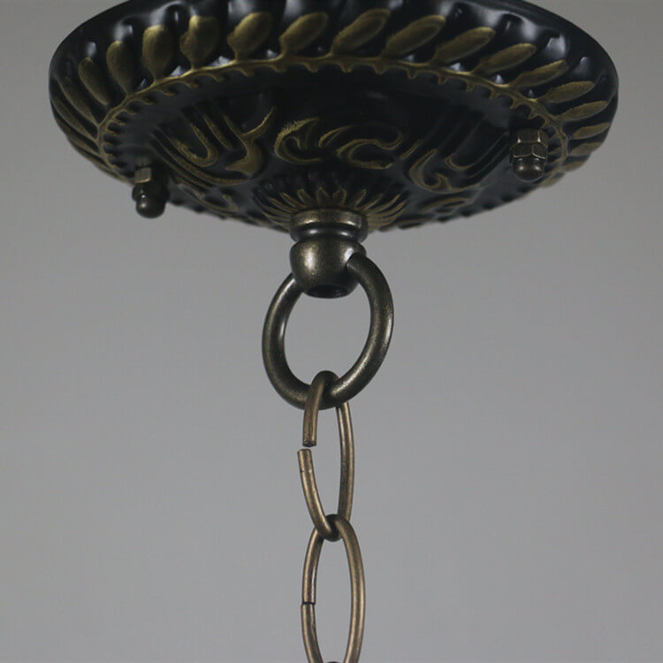 Lámpara colgante de 1 luz con pantalla de vidrio Tiffany Retro Dome Dragonfly 