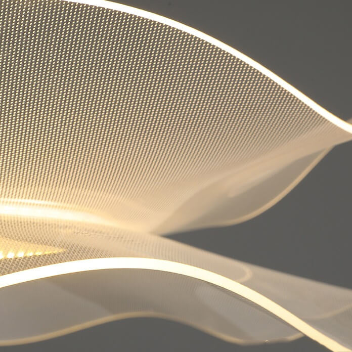 Lustre Plafonnier Semi-Encastré LED Feuille de Lotus Ronde en Acrylique de Luxe Créatif 