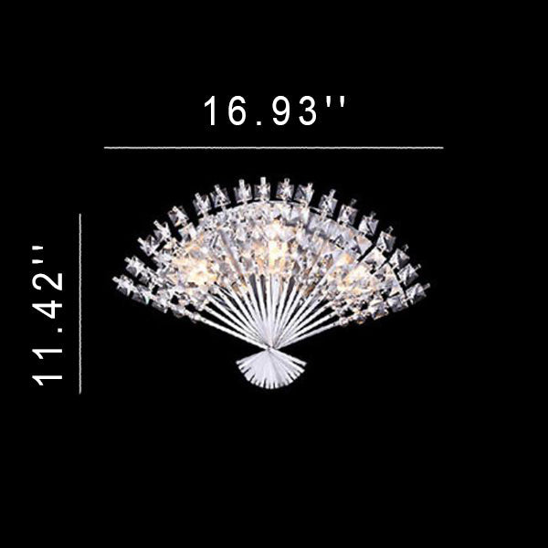 Moderna Lámpara Aplique de Pared de Lujo con Forma de Ventilador de Cristal de 3 Luces 