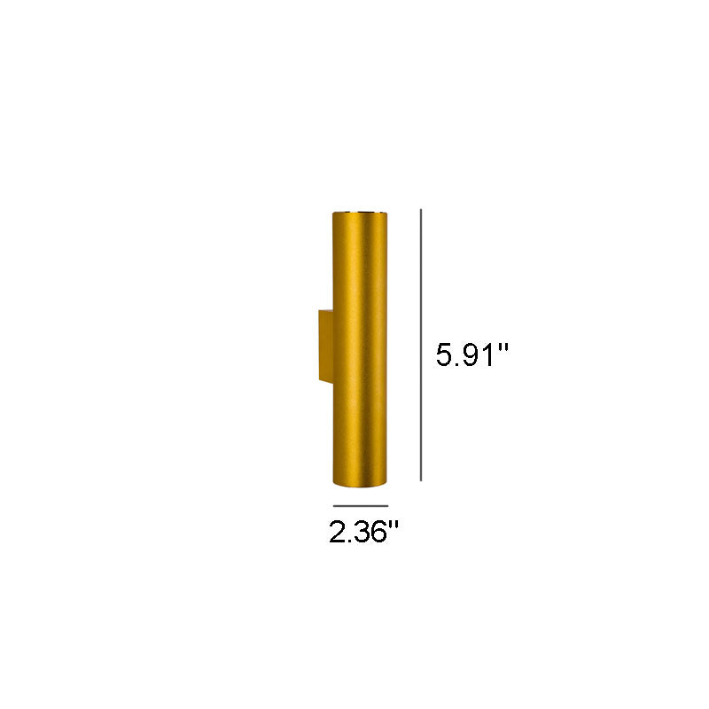 Simple Aluminum Cylindrical 2-Light Wall Sconce Lamp