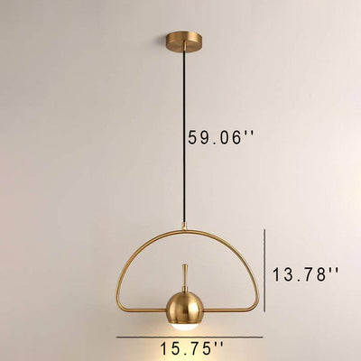 Nordic Creative Golden Iron Ring 1-Light LED Pendant Light