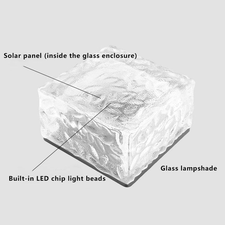 Solar-LED-Eisziegel Wasserdichtes Glas Bodenlicht Gartenlicht 
