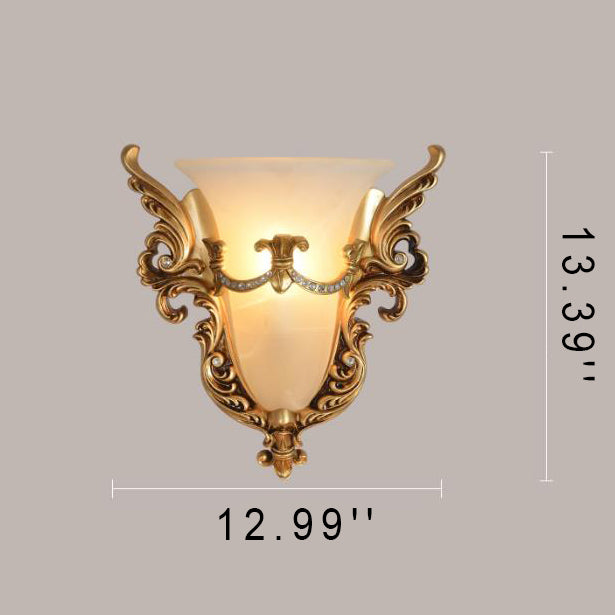 Aplique de pared de resina con talla retro europea de 1 luz 