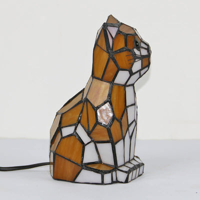 Tiffany Creative Chats /Chiens en Vitrail Lampe de Table Veilleuse 1 Lumière 