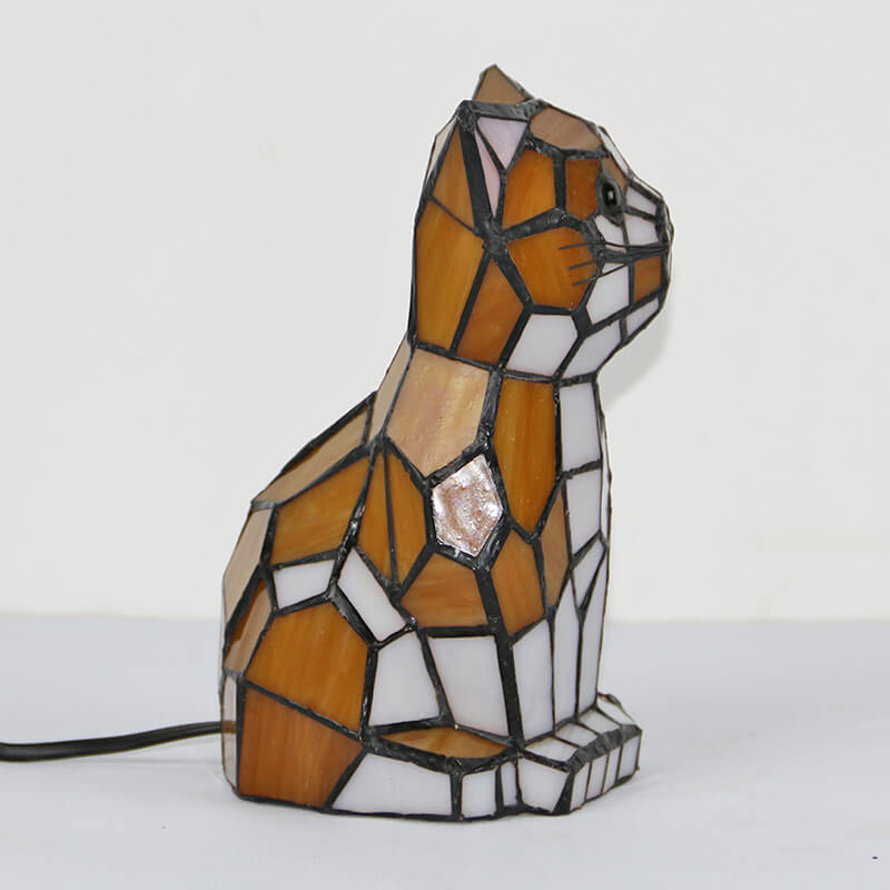 Tiffany Creative Chats /Chiens en Vitrail Lampe de Table Veilleuse 1 Lumière 