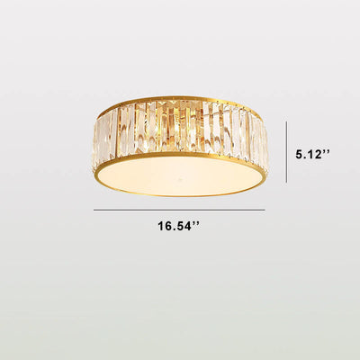 Modern Brass Crystal Round 3/4 Light Flush Mount Ceiling Light