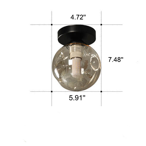 Nordic Glass Orb 1-Light LED Semi-Flush Mount Ceiling Light