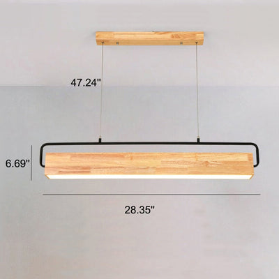 Nordic Minimalist Solid Wood Rectangular LED Chandelier