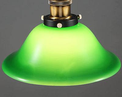 Vintage Industrial Green Bell Glass 1-Light Pendant Light