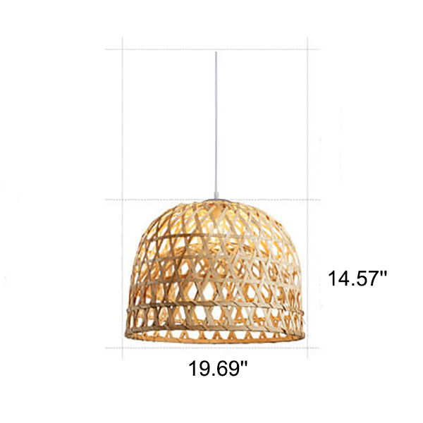 Moderne 1-Licht-Pendelleuchte aus Bambus in Kuppelform 