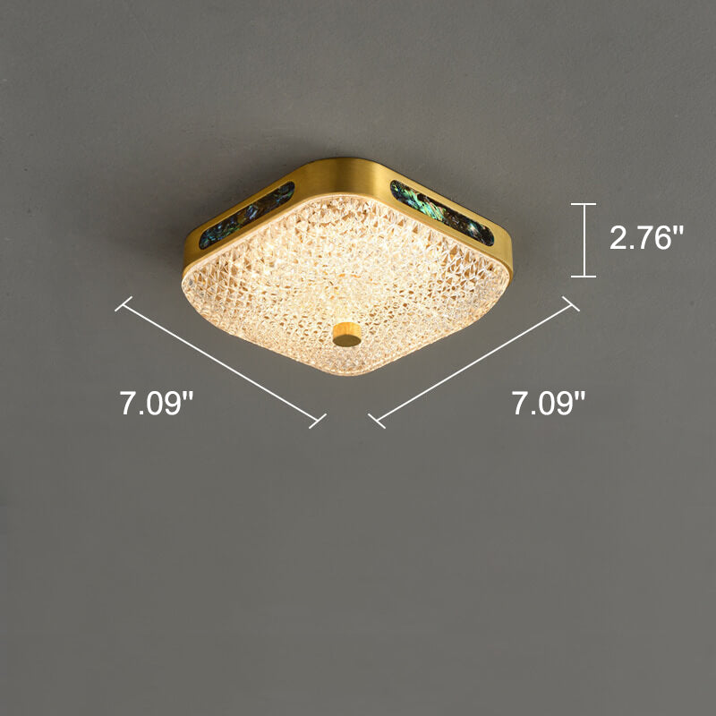 Simple Square Round Acrylic Brass LED Flush Mount Ceiling Light