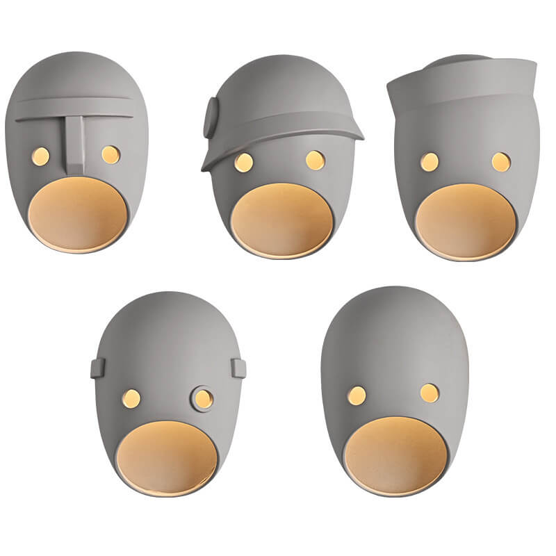 Kreative Harz-Emoji-Maske 1-Licht LED Wandleuchte 