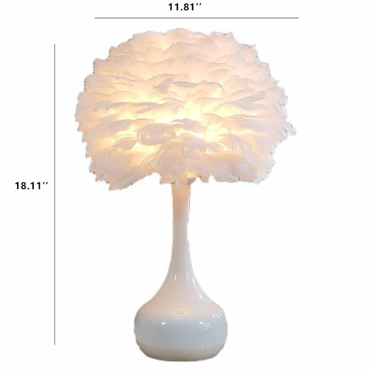 Lampe de Table à Base de Goutte Globe 1 Lumière Moderne Plume 