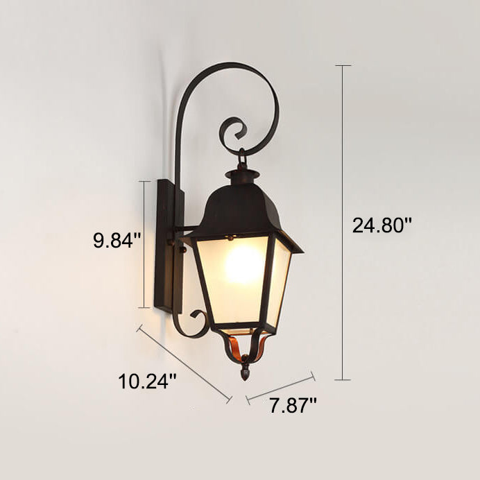 Retro European Square Arc Arm Outdoor Waterproof 1-Light Wall Sconce Lamp