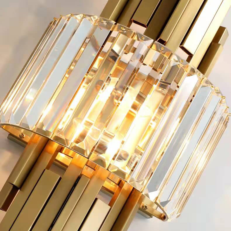 Modern Luxury Crystal Columnar 2-Light Wall Sconce Lamp