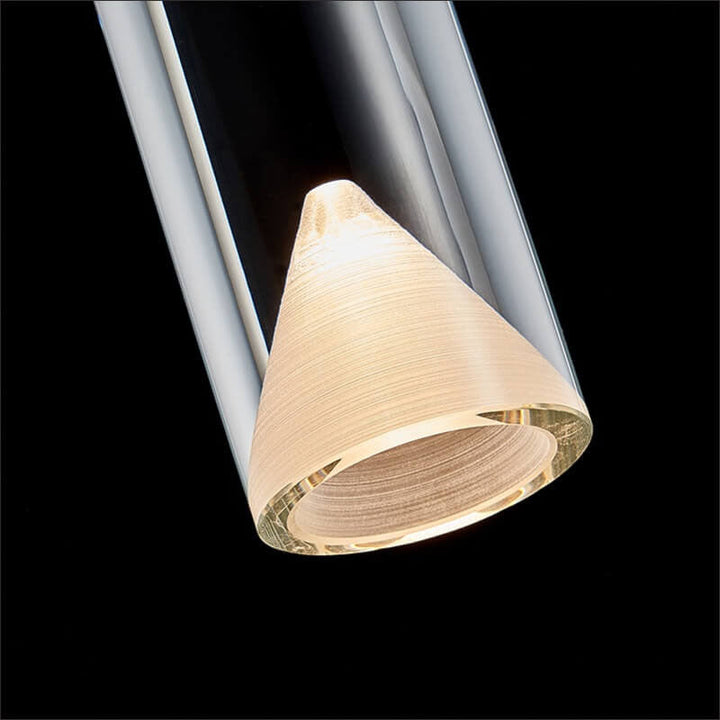 Moderne minimalistische kristallzylindrische Messing-LED-Pendelleuchte 