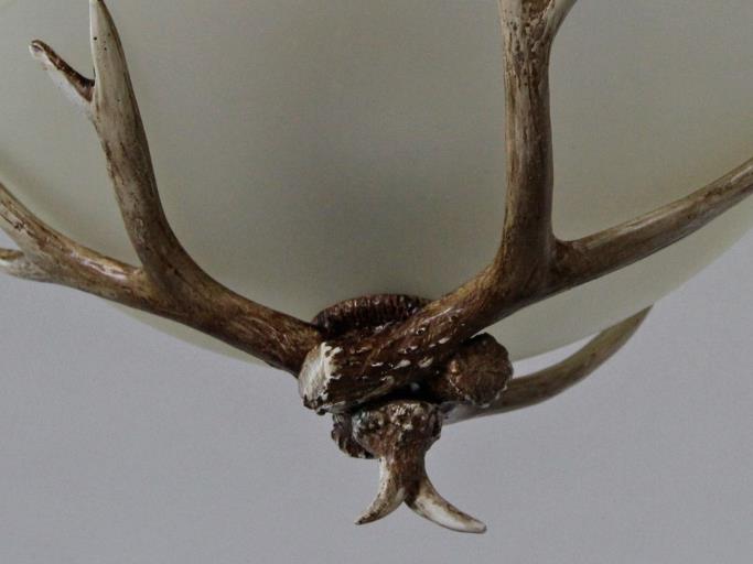 Lámpara de araña de 3 luces con cuenco de vidrio de resina vintage con astas 