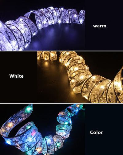 Christmas Tree Decoration Ribbon Gift LED String Lights