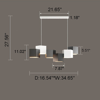 Modern Creative Square Geometric Iron LED Macaron Chandelier