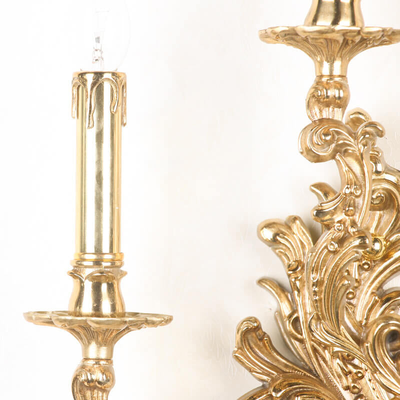 Französische Vintage Messing Kerze 2/3 Licht Wandleuchte 