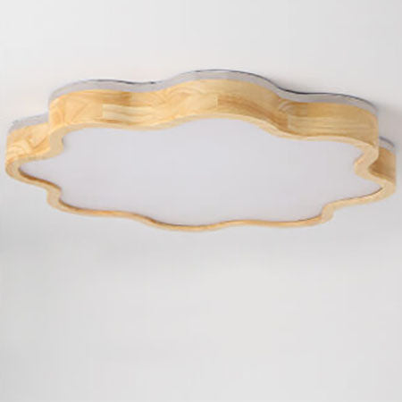 Luz de techo LED montada al ras de madera con forma de flor nórdica 