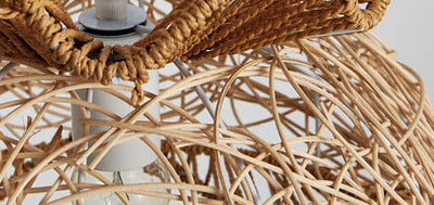 Rattan Weaving Scalloped Dome 1-Licht-Pendelleuchte 