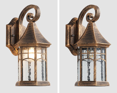 Vintage Lantern Glass Outdoor Waterproof Wall Sconce Lamp