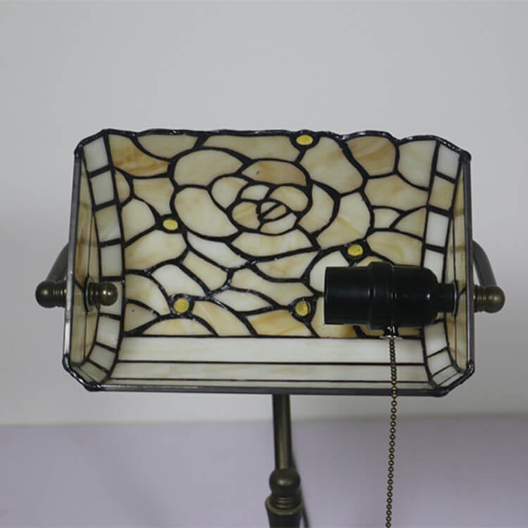 Vintage Tiffany Baroque Stained Glass 1-Light Zipper Switch Table Lamp
