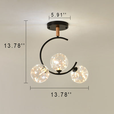 Nordic Creative Glass Ball Curve LED Semi-Flush Mount Ceiling Light