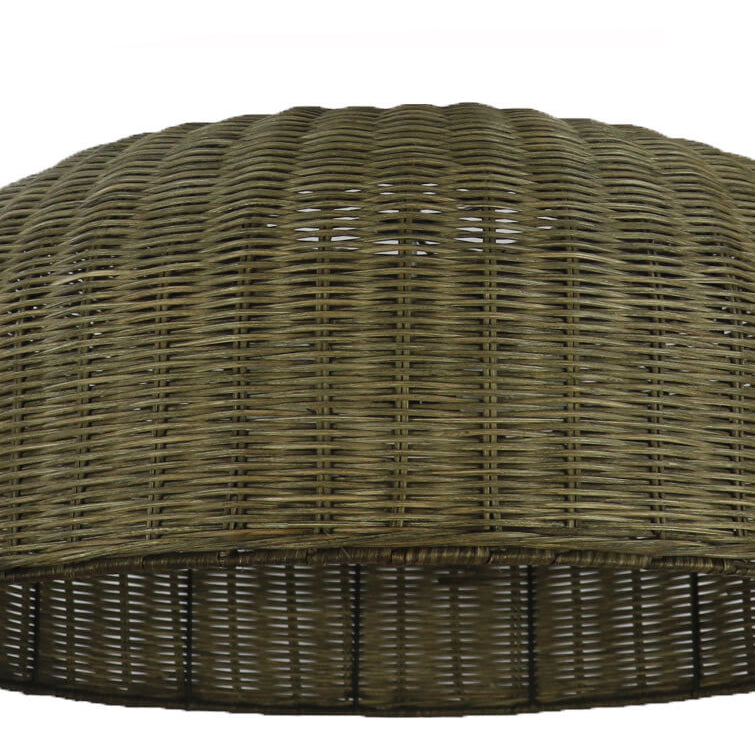 Vintage Rattan Weben Trommel 3-Licht Kronleuchter 
