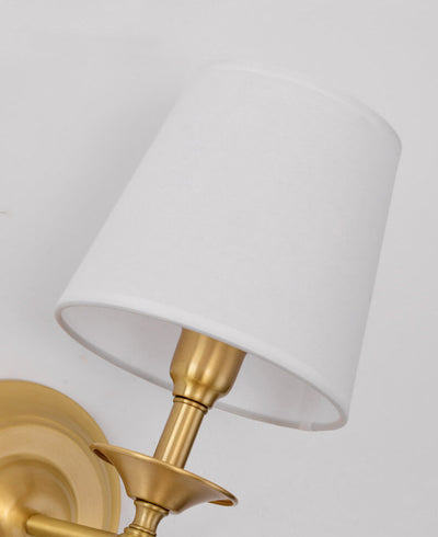 Modern Brass Fabric Shade 1/2 Light Wall Sconce Lamp