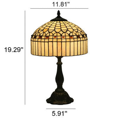 European Tiffany Yellow Baroque Glass 1-Light Table Lamp