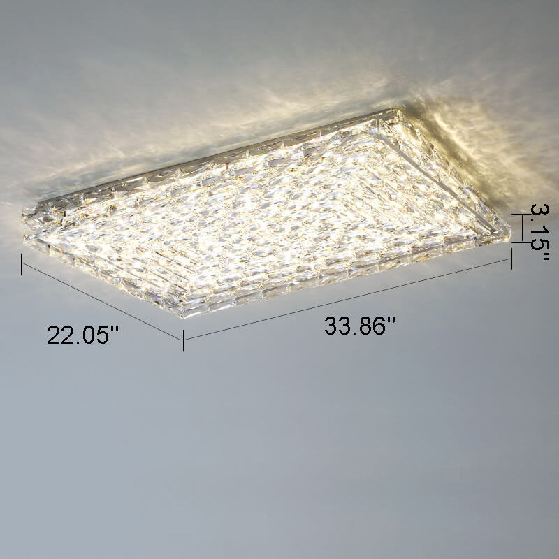 Modern Luxury Crystal Square LED Flush Mount Ceiling Light