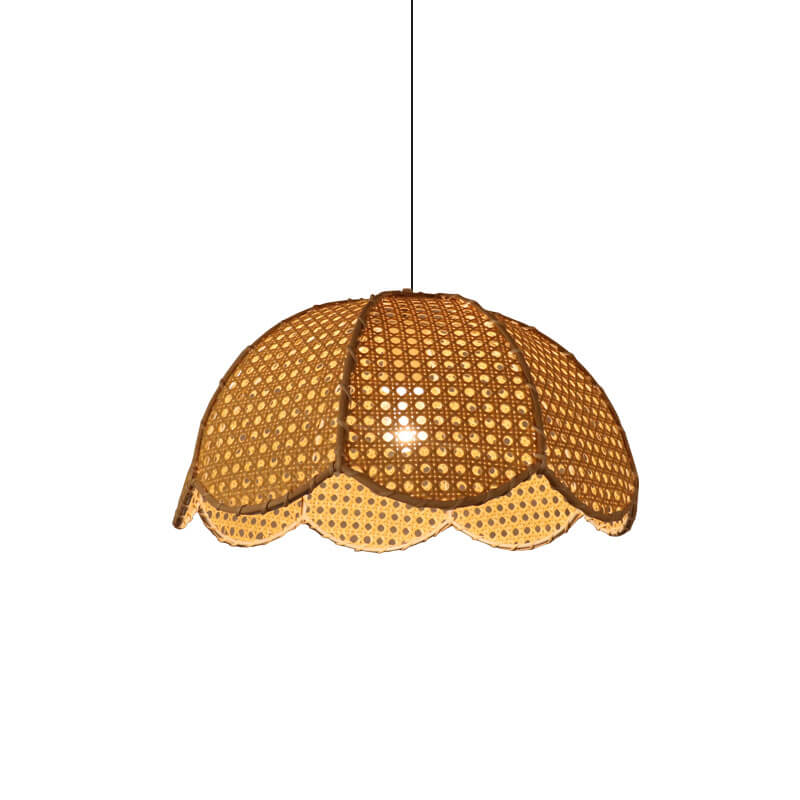 Nordic Rattan Weaving Scallop Dome 1-Light Pendant Light