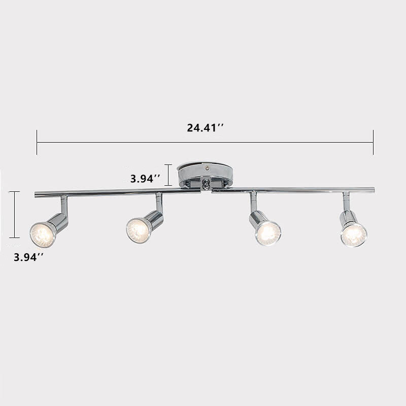 Simple Iron 4-Light Track Adjustable Spotlight Flush Mount Ceiling Light
