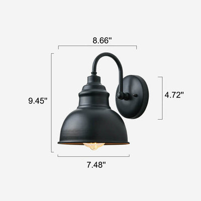 Retro Dome Iron Outdoor Waterproof 1-Light Wall Sconce Lamp