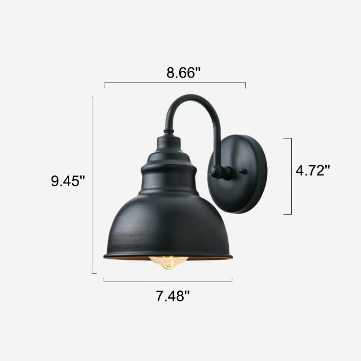Retro Dome Iron Outdoor Waterproof 1-Light Wall Sconce Lamp