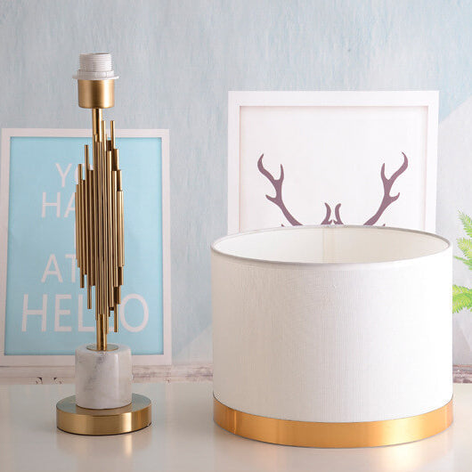 Nordic Luxury Fabric Marble Base 1-Light Table Lamp